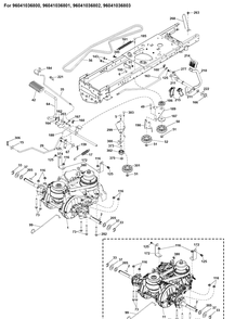 Drive Diagram and Parts List for TS142  Husqvarna Lawn Tractor