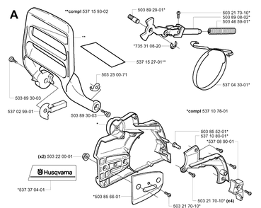 Chain Brake Diagram and Parts List for 359 20050600001-20060600000 Husqvarna Chainsaw