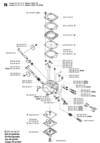 Carburetor Details Diagram and Parts List for 359 20014000001-20041800000 Husqvarna Chainsaw