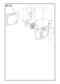 Starter Diagram and Parts List for 372XP-372XPG 372 XP W - 372 XP GW Husqvarna Chainsaw