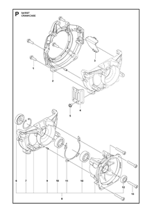 Crankcase 2 Diagram and Parts List for 541RST  Husqvarna Brush Cutter