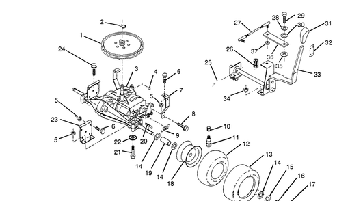 Part Location Diagram of 532127054 Husqvarna Transaxle, Peerless 6 Speed Model Number 930-028