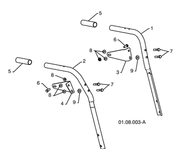Handles / Handle Support 2 Diagram and Parts List for 924SB (96193003500)(2008-10) Husqvarna Snow Blower