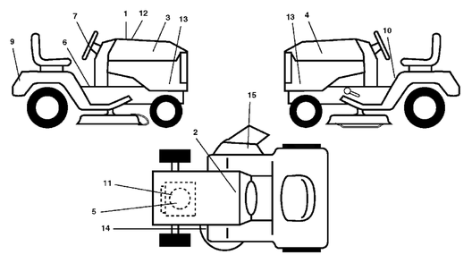 Decals Diagram and Parts List for YTH2242 (954570383-B)(2003-01) Husqvarna Lawn Tractor