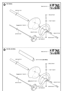 Shaft And Handle Diagram and Parts List for 325HDA55 (X-SERIES)(20054000001-Current) Husqvarna Hedge Trimmer