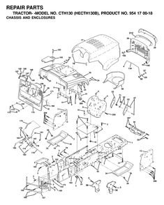 Chassis And Enclosures Diagram and Parts List for CTH130 (954170018-B)(2000-03) Husqvarna Lawn Tractor