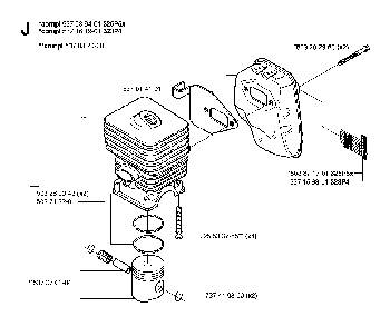 Cylinder, Piston And Muffler Diagram and Parts List for 323P4 20062700001 Husqvarna Pole Saw