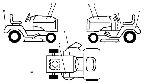 Decals Diagram and Parts List for LT125 (954002711-C)(1996-04) Husqvarna Lawn Tractor