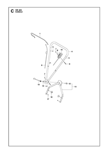Handle Diagram and Parts List for WB48S  Husqvarna Lawn Mower