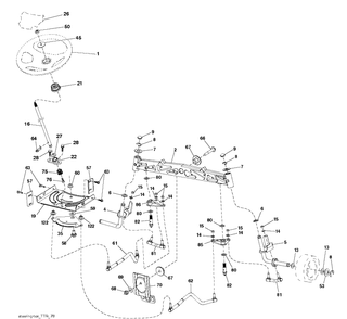 Steering Diagram and Parts List for TS243T (96041041300)(2017-10) Husqvarna Lawn Tractor