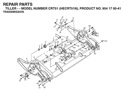 Transmission Diagram and Parts List for CRT51 (954170041-N)(2004-01) Husqvarna Tiller