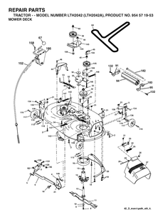 Mower Deck / Cutting Deck Diagram and Parts List for LTH2042-LTH2042A 2003-12 Husqvarna Lawn Tractor