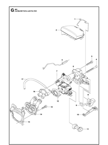 Carburetor Air Filter Diagram and Parts List for 461 2013-01 Husqvarna Chainsaw