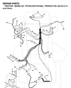 Electrical Diagram and Parts List for YTH180 (HEYTH180A)(1998-12) Husqvarna Lawn Tractor
