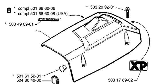 Cover Diagram and Parts List for 266  Husqvarna Chainsaw