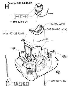 Crankcase Diagram and Parts List for 227RD 19993600001-20004000000 Husqvarna Brush Cutter