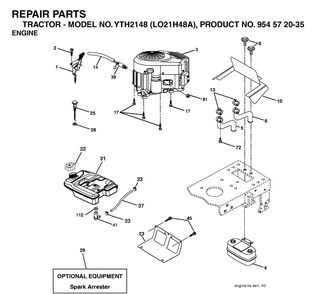Engine Diagram and Parts List for YTH2148-LO21H48A 2003-12 Husqvarna Lawn Tractor
