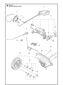 Handle Heated Diagram and Parts List for 592XP 592 XP-G Husqvarna Chainsaw