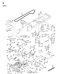 Drive Diagram and Parts List for YTH130 1997-02 Husqvarna Lawn Tractor