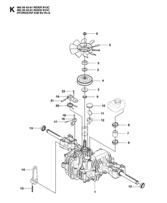 Transmission 4 Diagram and Parts List for R15C (965094401)(2007-01) Husqvarna Lawn Tractor