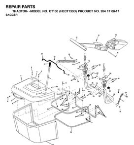 Bagger Diagram and Parts List for CT130 (HECT130D)(2001-01) Husqvarna Lawn Tractor