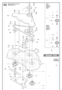 44 Inch/112cm Cutting Deck 3 Diagram and Parts List for RIDER15V2AWD (965200901)(2008-01) Husqvarna Lawn Mower