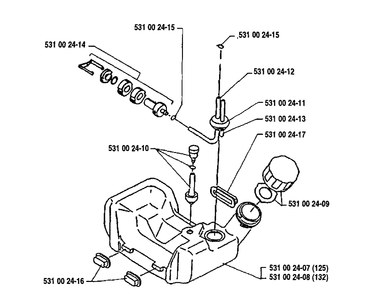 Fuel Tank Diagram and Parts List for 125L 1992-01 Husqvarna Trimmer