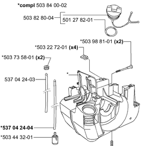 Fuel Tank / Crankcase Diagram and Parts List for 232RD 2000-10 Husqvarna Brush Cutter