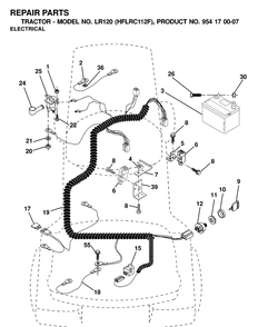 Electrical Diagram and Parts List for LR120 (HFLRC112F)(2000-03) Husqvarna Lawn Tractor