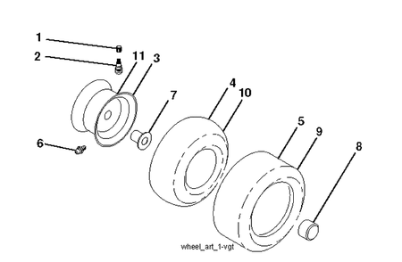 Wheels And Tires Diagram and Parts List for YTH150 (96041002203)(2009-01) Husqvarna Lawn Tractor
