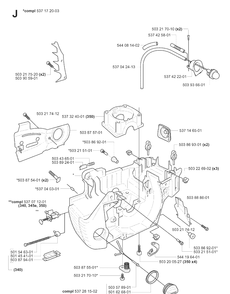 Crankcase Diagram and Parts List for 345 20070100001-Current Husqvarna Chainsaw