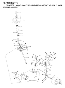 Steering Diagram and Parts List for LT125 (954170059-D)(2002-06) Husqvarna Lawn Tractor