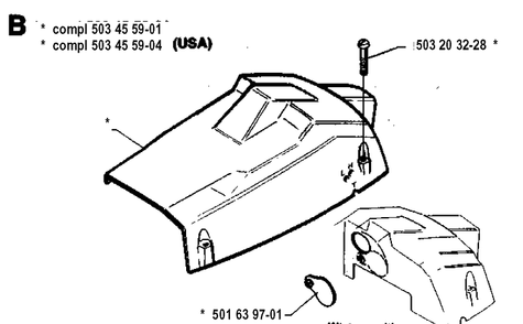Cover Diagram and Parts List for 42 19941400001-19944900000 Husqvarna Chainsaw