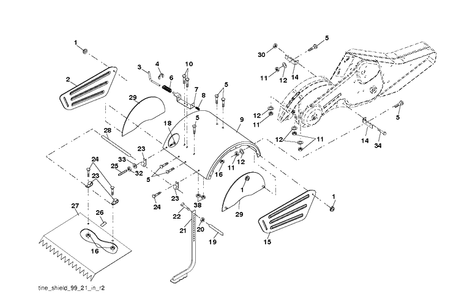 Tine Shield Diagram and Parts List for CRT1350LS (96093001601)(2011-03) Husqvarna Cultivator