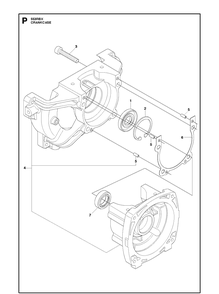 Crankcase Diagram and Parts List for 553RBX 20123200001-20180500000 Husqvarna Brush Cutter