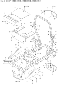 Frame Diagram and Parts List for MZ54 ROPS Husqvarna Lawn Tractor