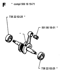 Crankshaft Diagram and Parts List for 257 19942300001-19960100000 Husqvarna Chainsaw
