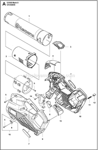 Chassis Diagram and Parts List for 525IBMARKII  Husqvarna Leaf Blower / Vacuum