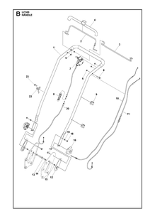 Handle Diagram and Parts List for LC347V  Husqvarna Lawn Mower