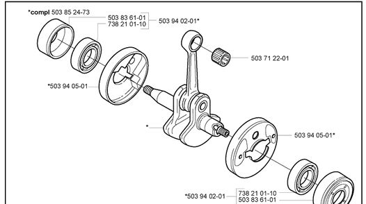 Crankshaft Diagram and Parts List for 322C 2000-10 Husqvarna Brush Cutter