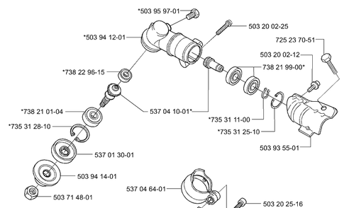 Gearhead Diagram and Parts List for 322L 2001-01 Husqvarna Trimmer