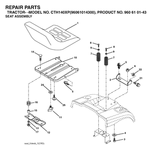 Seat Diagram and Parts List for CTH140XP (96061014300)(2006-04) Husqvarna Lawn Tractor