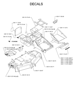 Decals Diagram and Parts List for IZ5223T (968999257)(2005-08) Husqvarna Lawn Mower