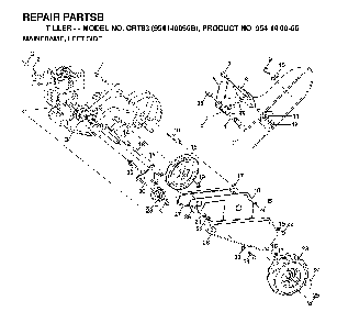 Mainframe, Left Side Diagram and Parts List for CRT83 (954140066B)(1999-04) Husqvarna Tiller