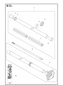 Shaft Diagram and Parts List for 545F  Husqvarna Brush Cutter