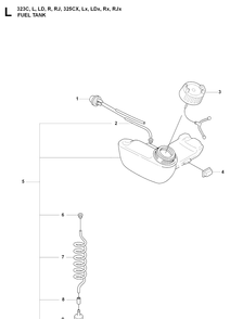 Fuel Tank Diagram and Parts List for 325LDX 20080900001-Current Husqvarna Edger