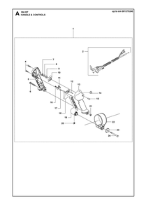 Handle And Controls Diagram and Parts List for 356BTX  Husqvarna Leaf Blower / Vacuum