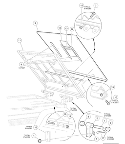 Tilt Bed And Hinge Diagram and Parts List for HUV4420G 2006-11 Husqvarna Lawn Tractor