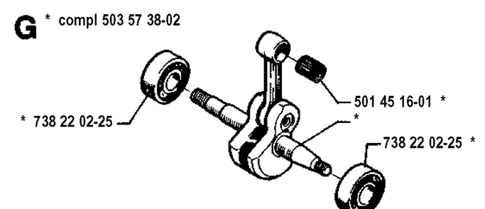 Crankshaft Diagram and Parts List for 51 19942300001-19982300000 Husqvarna Chainsaw