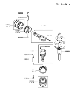 Piston And Crankshaft Diagram and Parts List for FR691V-AS29 2017-09 Husqvarna Engine